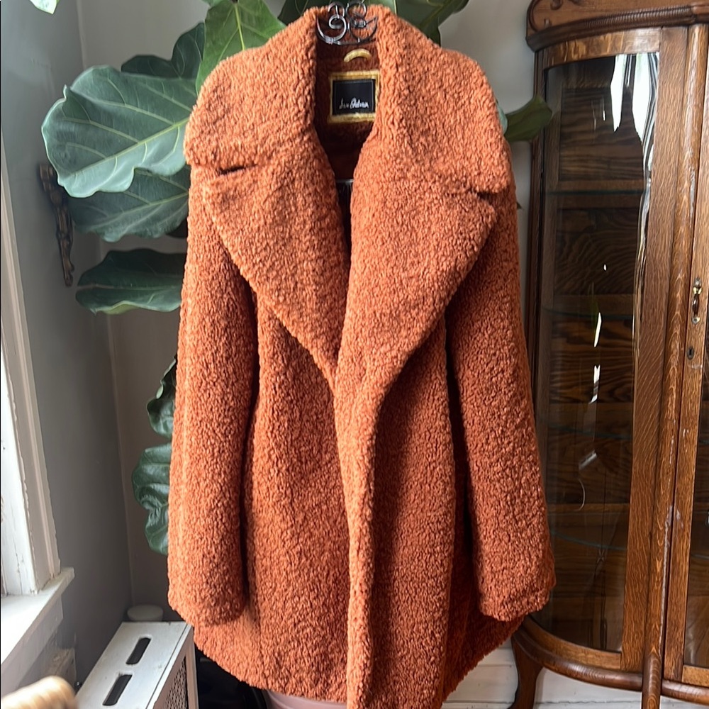 Sam Edelman Orange Teddy Jacket Plush Oversized Style